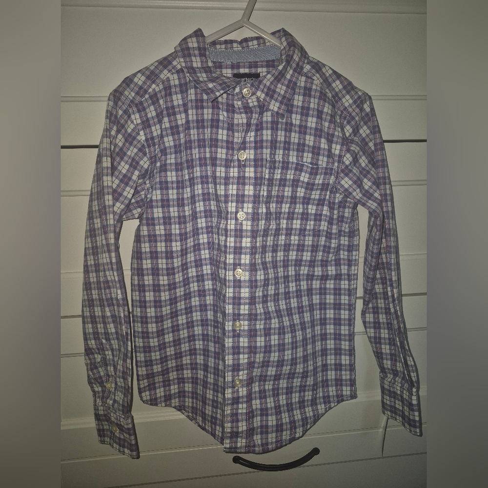 Carter's Boys Blue and White Plaid Shirt